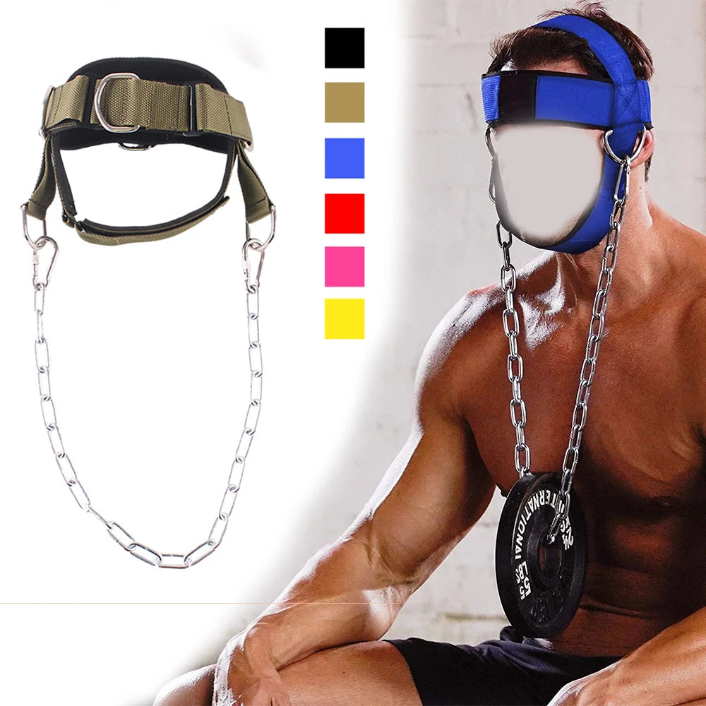 Adjustable Head Harness Neck Trainer for Home Weight Lifting Head Neck Straps Nylon Cap with Chain Neck Harness Neck Trainer Zen fit plus