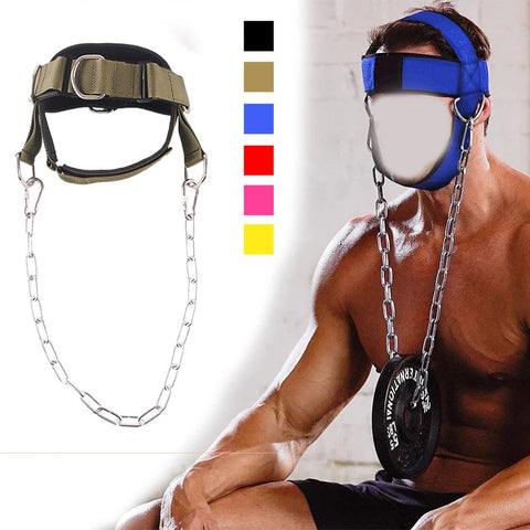 Adjustable Head Harness Neck Trainer for Home Weight Lifting Head Neck Straps Nylon Cap with Chain Neck Harness Neck Trainer Zen fit plus