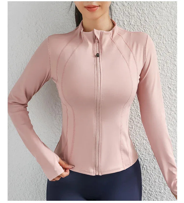 Women Yoga jacket Gym Wear zipper long sleeve fitness woman Jackets Coat - Zen Fit Plus
