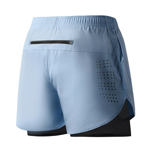 Men's Running Shorts Quick-drying Fitness Black Double Layer Shorts Men New Sport Workout Training Bodybuilding Short Pants Zen fit plus