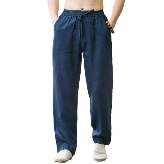 Men's Beach Pants Joggers  Streetwear Cotton Linen Sweatpants Casual Pants Hawaiian Vacation Loose Summer Long Zen fit plus