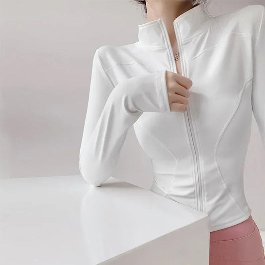 2024 Sun Protection Quick Dry Sports Coat Women's Tight Tops Long Sleeve Zipper Yoga Jacket Running Fitness Women's Jacket S-3XL Zen fit plus