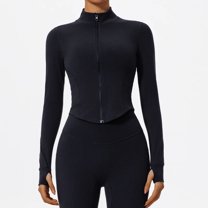 Hearuisavy Ultra-Soft Fabrics Casual Tight Sports Jackets Women Zipper Yoga Clothes Female Quick-Dry Long Sleeve Sportswear Zen fit plus