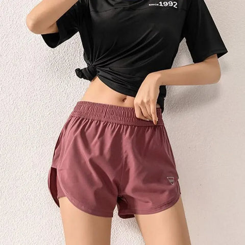 New Gym Sport Shorts Casual Outdoor Running Quick Dry Waist Women High Pieces Pants Shorts Short Two Training Elastic Short Q3O3 - Zen Fit Plus