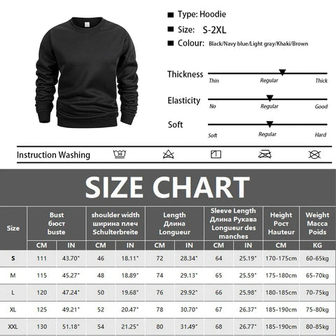 Men's Crew Neck Sweatshirts Solid Color Sweatwear Spring Outdoor Casual Daily Long Sleeve Pullover Hoodie Man Sportswear - Zen Fit Plus