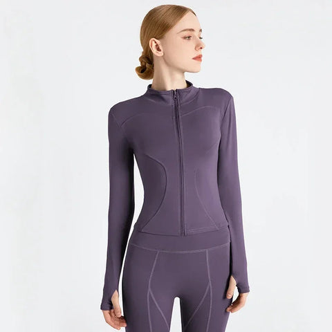 Women's Tracksuit Jacket Slim Fit Long Sleeved Fitness Coat Yoga Tops with Thumb Holes Gym Jacket Workout Sweatshirts 2024 S-3XL Zen fit plus