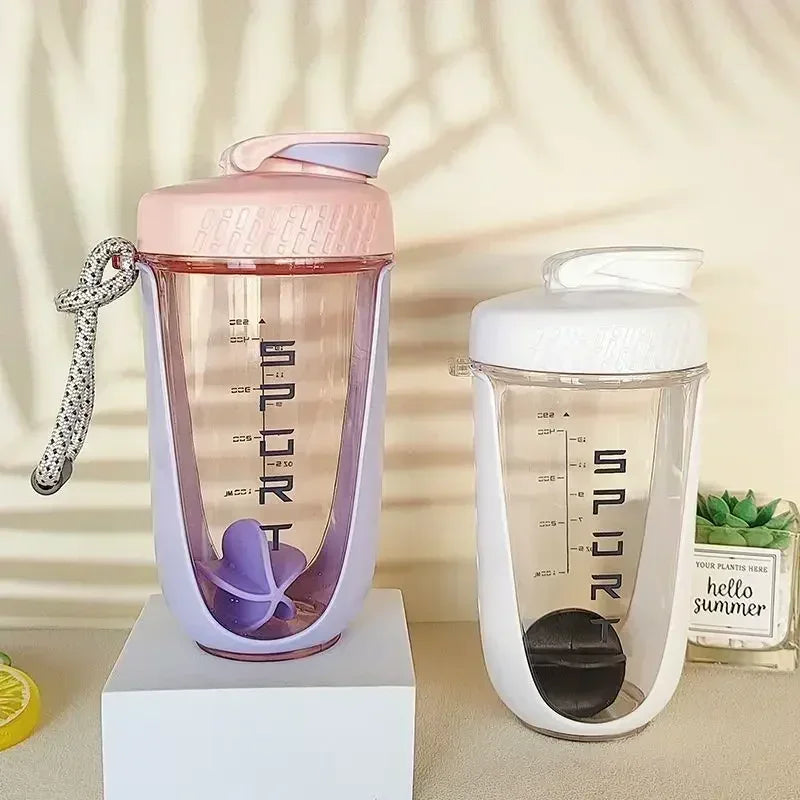 590ML Blender Shaker Bottle with Stirring Ball Protein Powder Shake Cup Plastic Mixing Cup Body Building Exercise Bottle Zen fit plus
