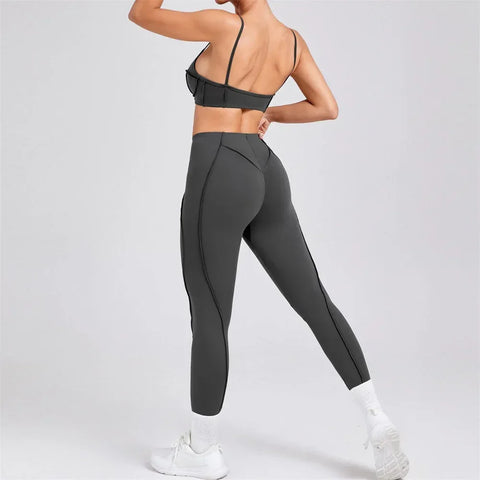 2025 Women Nude Straps Yoga Sets Squat Proof Sports Bra Workout High Waist Leggings Fitness Pant Female Active Wear Suits - Zen Fit Plus