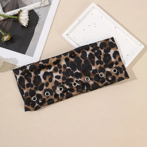 AWAYTR Punk Girl Fabric Hollow Elastic Headbands Metal Rock Personalized Hollow Eyelets Hair Band Casual Sports Grommet Headband Zen Fit Plus