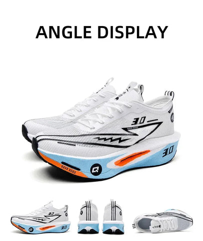 Men's Carbon Board Sneakers Anti-slip Cushioned Comfortable Racing Training Running Shoes Mesh Tennis Shoes Casual for Women - Zen Fit Plus