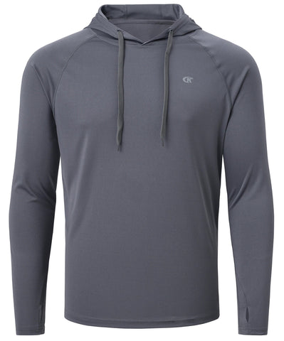 Summer Men's Long Sleeve UPF 50+ Hoodie Shirts, Rash Guard Quick Dry Lightweight T-shirt for Outdoor Jogger Sport Pullover Zen fit plus