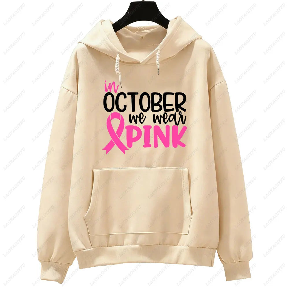 In October We Wear Pink Sweatshirt I'm A Survivor Clothing Team Cancer Motivational Long Sleeve Cancer Awareness Women Shirt Zen Fit Plus