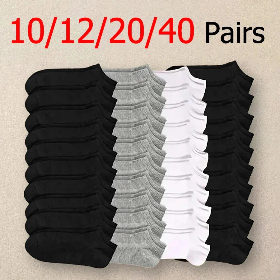 10/12/20/40 Pairs Men Boat Socks Business Sport Sweat Absorption Mature Summer Autumn Solid Color Soft Non Pilling Ankle Socks - Zen Fit Plus