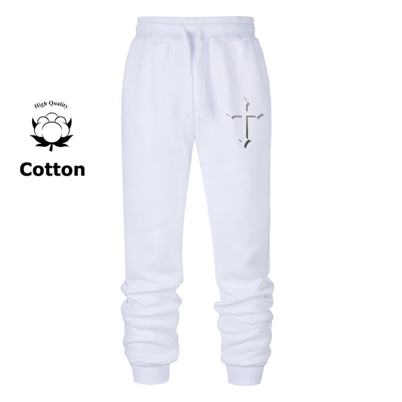 Cross Print Sweatpants for Men Christian Athletic Running Joggers Trackpants Autumn Winter Warm Cozy Fleece Lined Pants Trousers Zen fit plus