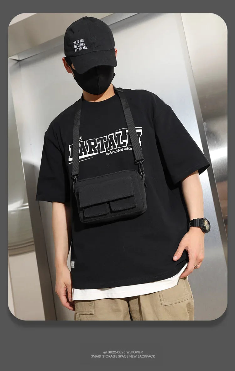 Minimalist Black Shoulder Bag Retro Male Nylon Crossbody Bags Men's Small Messenger Bag for Men Suitable for Daily Use - Zen Fit Plus