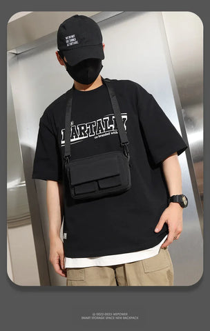 Minimalist Black Shoulder Bag Retro Male Nylon Crossbody Bags Men's Small Messenger Bag for Men Suitable for Daily Use - Zen Fit Plus