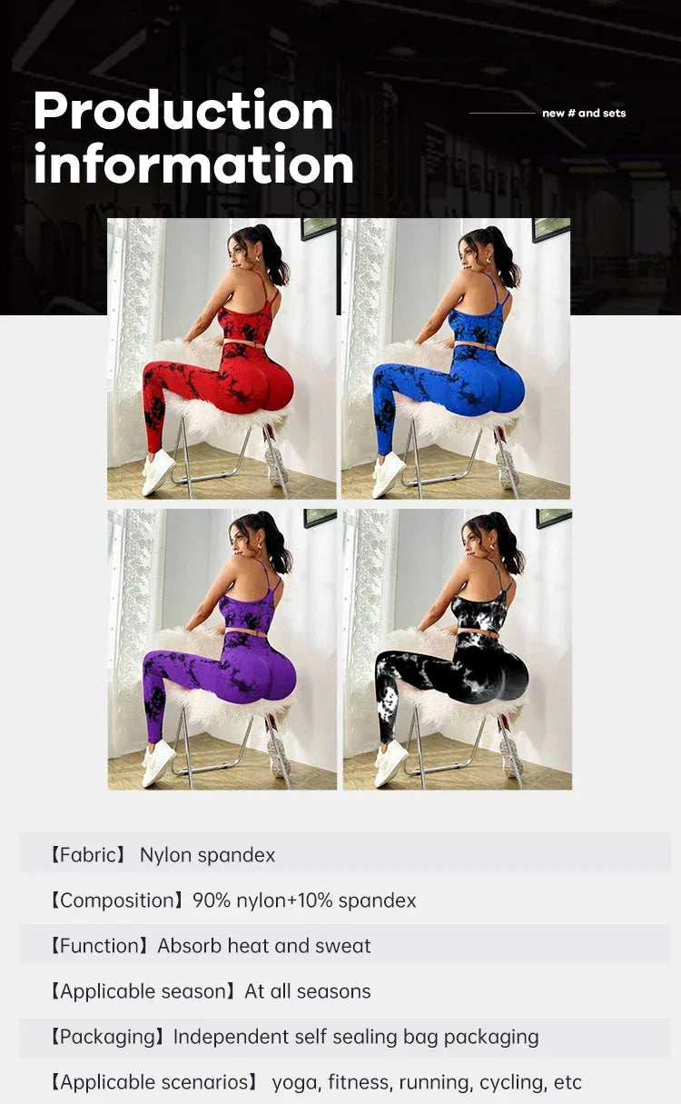 Tie Dye Yoga Women's Tracksuit Fitness Yoga Sets Sportswear Workout Bra+High Waist Leggings Gym Clothing Seamless Sports Suits - Zen Fit Plus