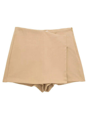 Willshela Women Fashion Solid Asymmetrical Side Zipper Skirts Shorts Vintage High Waist Female Chic Lady Shorts Zen fit plus