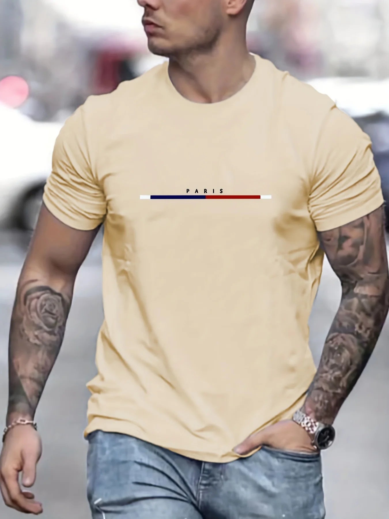 Paris Print Hoodies Tshirt  For Men Casual Autumn Winter Zen fit plus