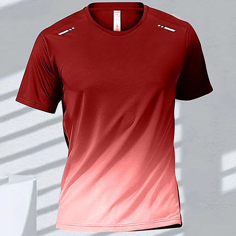 Men's T-Shirts Sports Fitness Sportswear Quick-Drying Gradient Short Sleeve Tops Outdoor Basketball Training Running Men Clothes Zen fit plus
