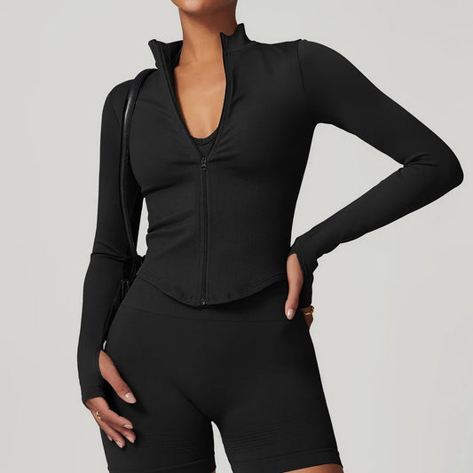 Hearuisavy Autumn Running Zipper Workout Jacket Women Long Sleeve Sportswear Gym Top Female Quick-Dry Yoga Clothing Sport Coat Zen fit plus