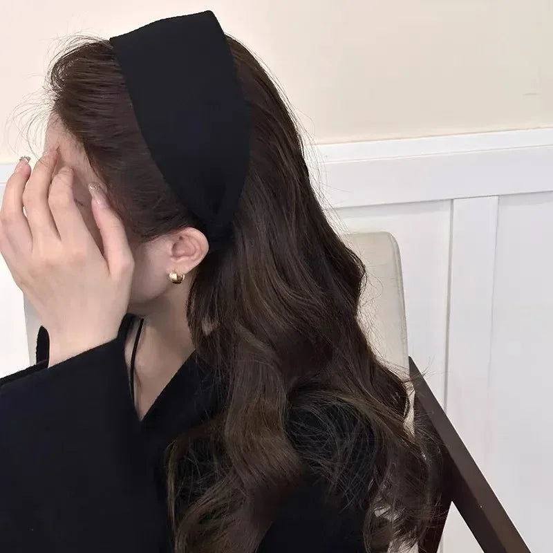 New Soft Wide Knitting Cotton Hairbands for Women Girls Korean Neutral Solid Turban with Teeth Head Band Headwear Accessories - Zen Fit Plus