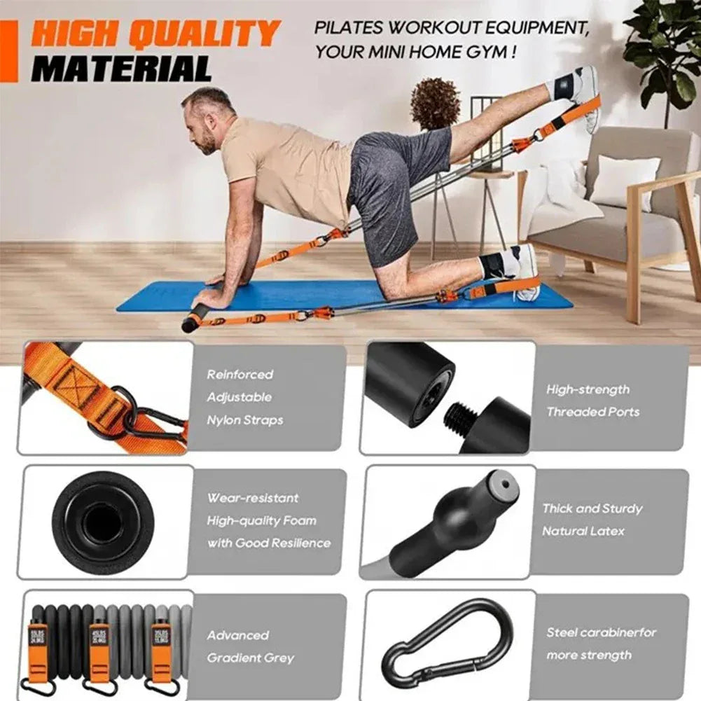 Multifunctional Pilates Bar with Resistance Bands Portable Yoga Pilates Stick Beginner Workout Equipment Yoga Set for Full Body - Zen Fit Plus