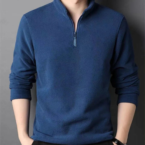 Autumn Winter New Warm Polo Sweatshirts Lamb Wool Sweatshirt Standing Neck Half Zip Long Sleeve Fashion Versatile Men Tees Tops Zen Fit Plus