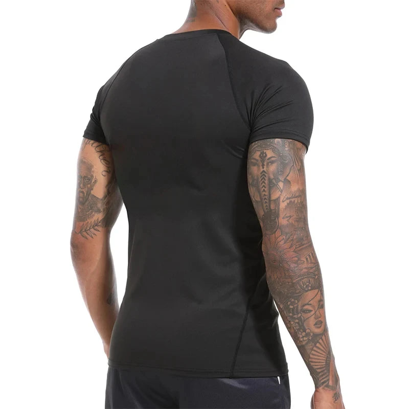 Men's Print Compression Shirts Summer Short Sleeve Rash Guard Gym Workout T-shirt Athletic Quick Dry Baselayer Undershirts Tops Zen fit plus