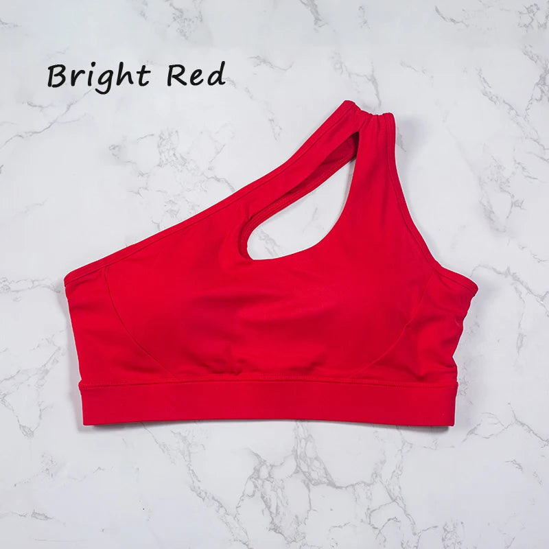 QINACTIVE Women'  sexy One Shoulder Sports Bras Yoga Top Vest Quick-drying Yoga Gym Running Fitness Underwear Zen Fit Plus