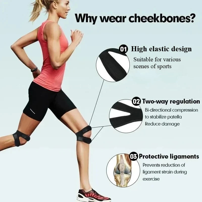 1PC Pressurized Knee Wrap Sleeve Support Bandage Pad Elastic Braces Knee Hole Kneepad Safety Basketball Tennis Cycling Knee Pads Zen Fit Plus