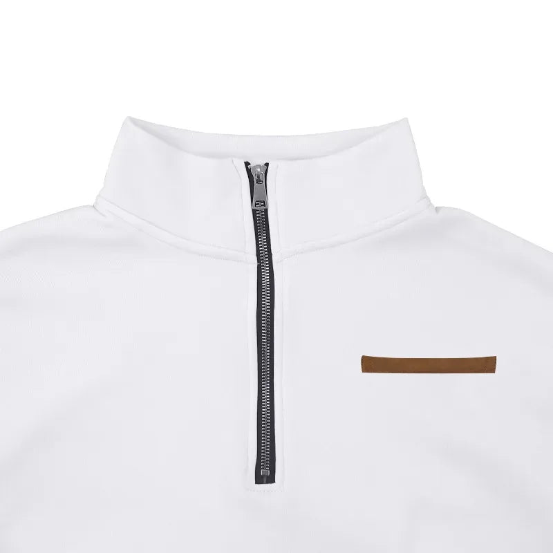 American autumn and winter heavy fleece long-sleeved men's sweater half zipper loose stand-up collar pullover men's sweater - Zen Fit Plus