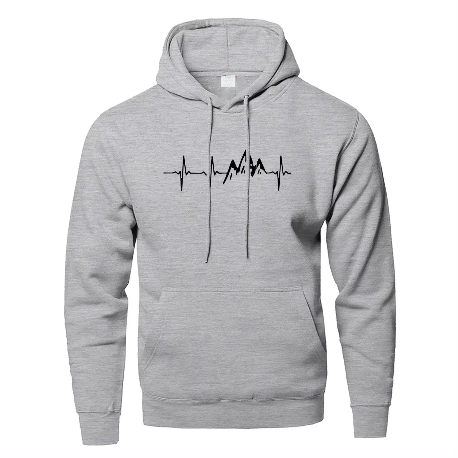 Mountain Heartbeat Hoodies for Man Sweatshirt Autumn Long Sleeve Hooded Sweatshirt Hoodie Black Gray Sportswear Zen fit plus