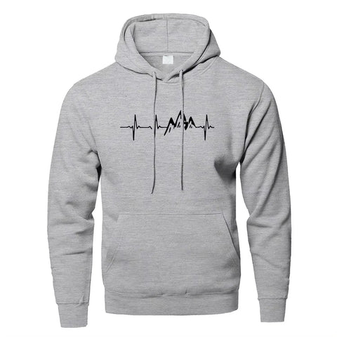 Mountain Heartbeat Hoodies for Man Sweatshirt Autumn Long Sleeve Hooded Sweatshirt Hoodie Black Gray Sportswear Zen fit plus