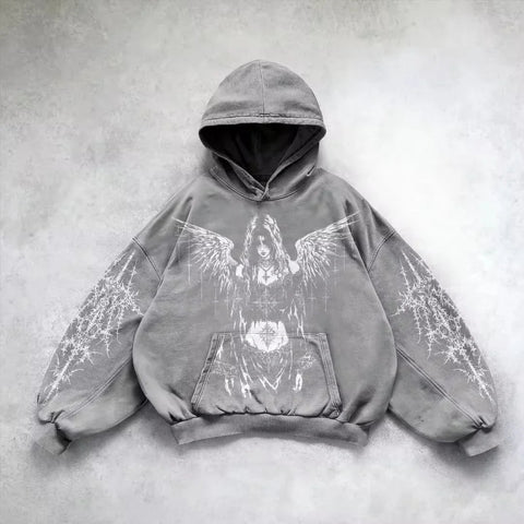 American Y2K New Fashion Trend Fleece Padded Zipper Hoodie Women Street Hip Hop Joker Loose Sweatshirt Couple Casual Punk Hoodie Zen fit plus