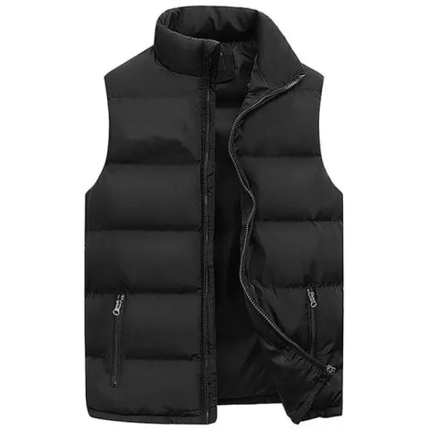 Mens Vest Jacket Warm Sleeveless Jackets Winter Waterproof Zipper Coat Autumn Stand-up Collar Casual Waistcoat Brand Clothing - Zen Fit Plus