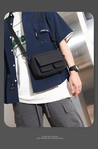 Minimalist Black Shoulder Bag Retro Male Nylon Crossbody Bags Men's Small Messenger Bag for Men Suitable for Daily Use - Zen Fit Plus