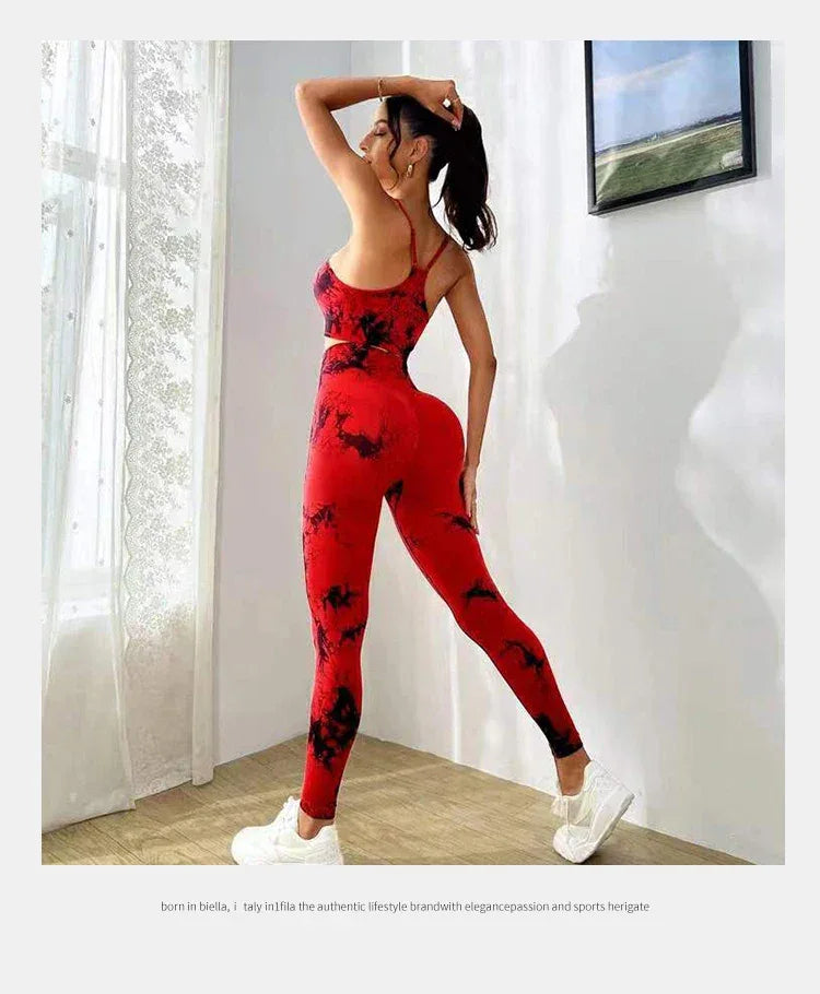 Tie Dye Yoga Women's Tracksuit Fitness Yoga Sets Sportswear Workout Bra+High Waist Leggings Gym Clothing Seamless Sports Suits - Zen Fit Plus