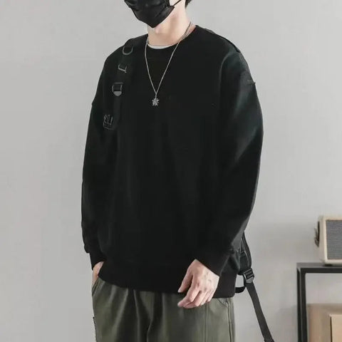 LIBIELIY Fashion O-Neck Solid Color Spliced Pockets Casual T-Shirts Men's Clothing 2025 Spring New Loose Korean Tops All-match T Zen Fit Plus