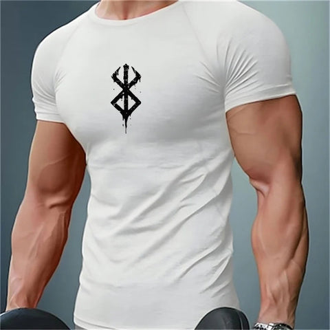 Men's Print Compression Shirts Summer Short Sleeve Rash Guard Gym Workout T-shirt Athletic Quick Dry Baselayer Undershirts Tops Zen fit plus