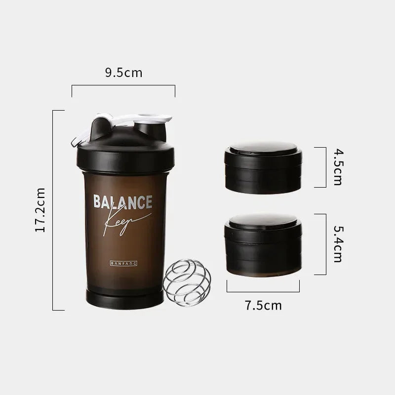 500ml Large-capacity Shaker Protein Bottle Powder Mixing Cup Portable Water Bottle Gym Sports Drinking Bottle Fitness Cup Kettle Zen fit plus