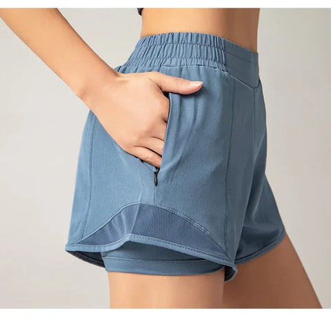 2024 Sport Shorts Women Sportswear Double-deck Running Shorts Yoga Bottoms Summer Gym Fitness Training Jogging Short Pants - Zen Fit Plus
