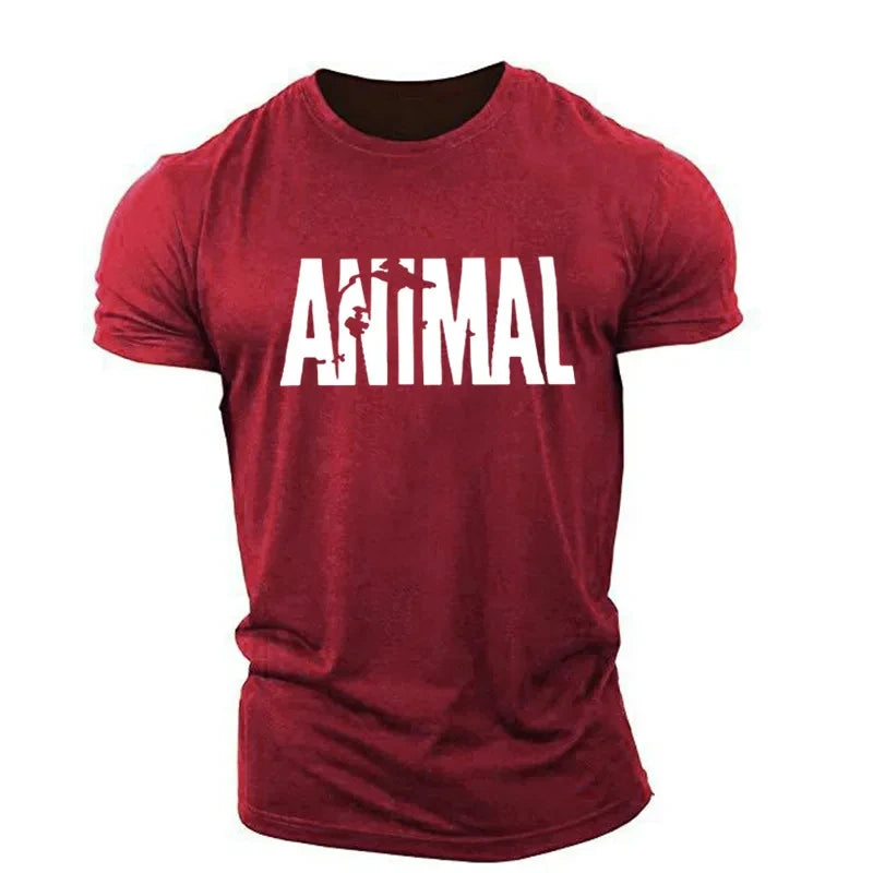 Animal Letter Minimalist Style Fashion Men's T-shirts Short Sleeve O-Neck Sportswear Oversized Gym Tops Street Men Women T Shirt Zen fit plus