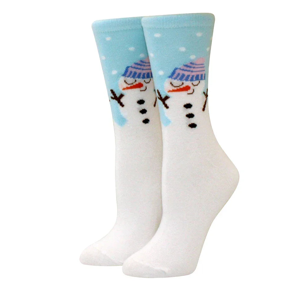 1 pair of Christmas tree, old man and reindeer fashion trend ladies Christmas medium cotton socks - Zen Fit Plus