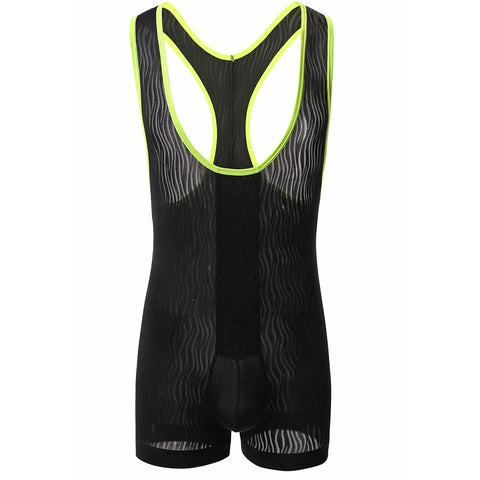 Men Underwear Bodysuit Sexy Stretch Tight Boxers Bodysuit Male Leotard Wrestling Singlet Jumpsuit Clubwear Underwear Tank Zen fit plus