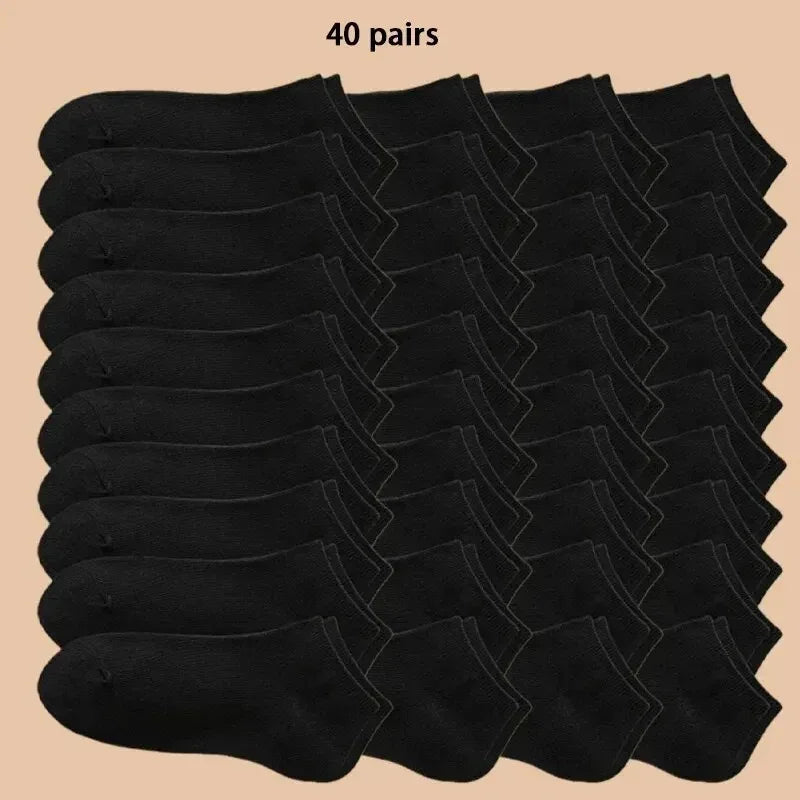 10/12/20/40 Pairs Men Boat Socks Business Sport Sweat Absorption Mature Summer Autumn Solid Color Soft Non Pilling Ankle Socks - Zen Fit Plus