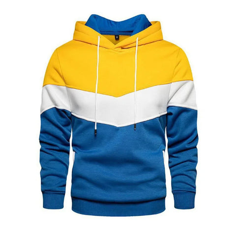 Men's Patchwork Hoodie Outdoor Casual Sportswear Street Fashion Men's Fleece Thermal Hooded Sweatshirt Fall Winter Black Zen fit plus