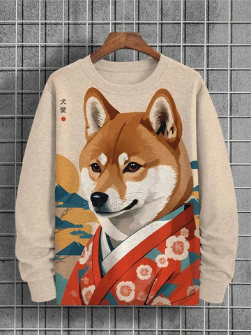 2025 Men's Animal Sweatshirts Long Sleeve Sweatshirt Crew Neck Fashion 3D Printed Japanese Art Prints Casual Sweatshirts Zen Fit Plus