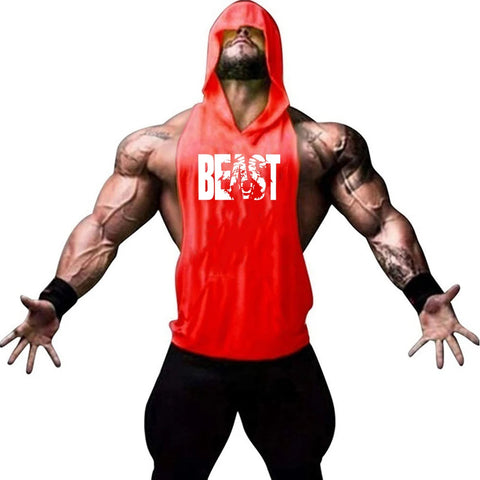 Men's Sports Running Vest Summer Top Weight Training Bodybuilding Vest Gym Workout Fitness Hoodie Men's Hooded Vest Zen fit plus