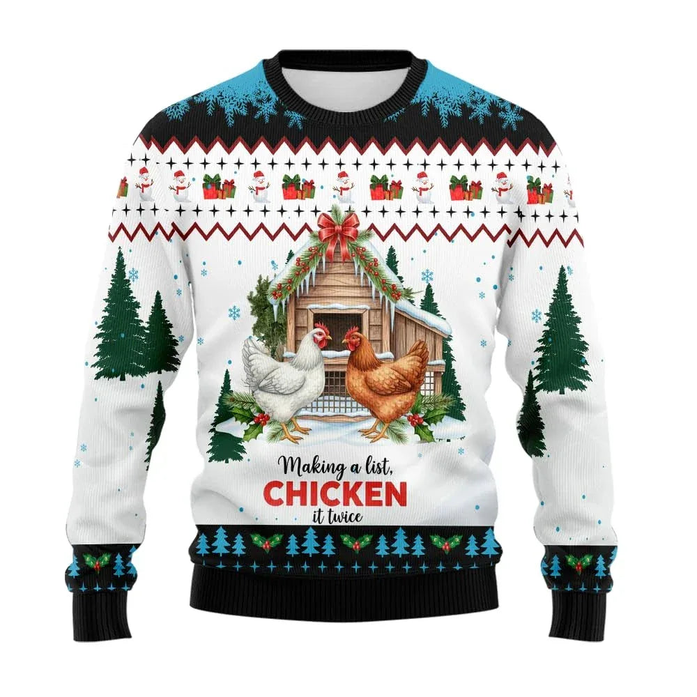 Farm Chicken Ugly Christmas Sweater For Men Clothing Rooster Mens Funny Ugly Sweaters Xmas Holiday Jumper Sweater Sweatshirt - Zen Fit Plus